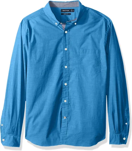 Vista 12 de Nautica - Camisa clásica para hombre, manga larga, con botones y elástica Índigo