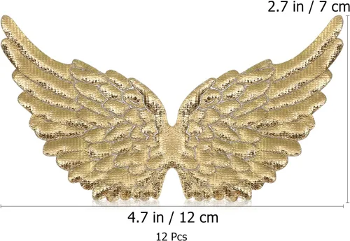 Vista 7 de NUOBESTY Parches de alas de ángel para manualidades, accesorios para el cabello, 12 unidades (dorado)