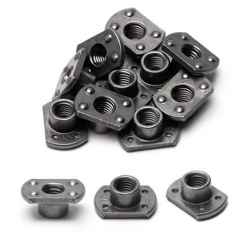 Vista 9 de MroMax Tuercas de soldadura, M6 Tab Base UNC Tornillo de máquina de acero al carbono 2 Proyección Plata 10Pcs