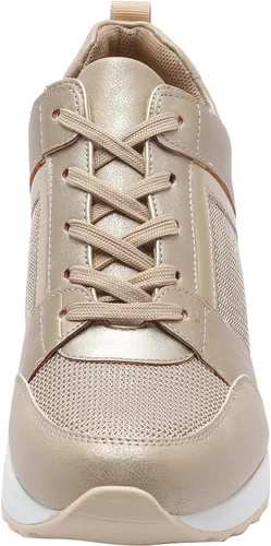 Vista 2 de YZ Tenis de cuña de moda para mujer, con tacón alto, con cordones y plataforma