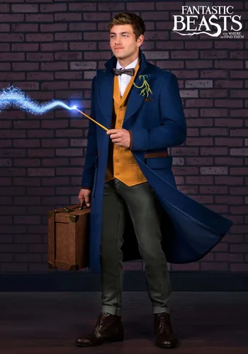 Vista 2 de Fantastic Beasts - Chaqueta de tritón para hombre, abrigo azul de Harry Potter, disfraz de Halloween