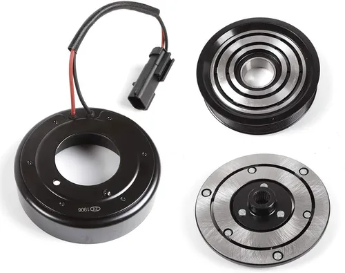 Vista 2 de Kit de embrague de compresor de CA para cubo de bobina de polea (7 poleas de ranura, rodamiento, bobina, placa) se adapta a 1996-2002 para Dodge RAM