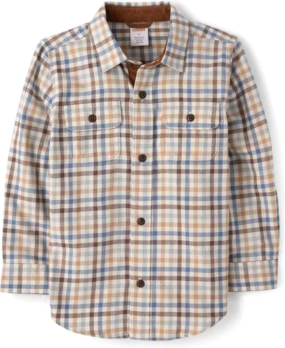 Vista 34 de Gymboree Camisa de manga larga con botones para niños y niños pequeños Rojo