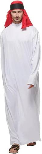 Vista 4 de EraSpooky Disfraz árabe para hombre bata de Sheik elegante tela árabe