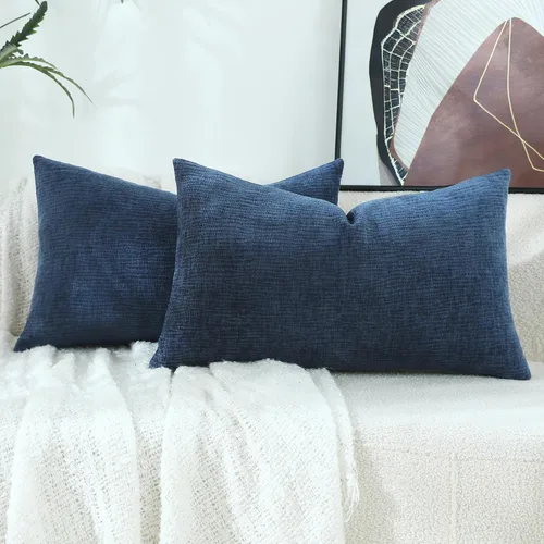 Vista 19 de Stellhome Juego de 2 fundas de almohada de felpilla azul gris de 16 x 16 pulgadas, fundas de cojín con textura de línea suave, decoración bohemia