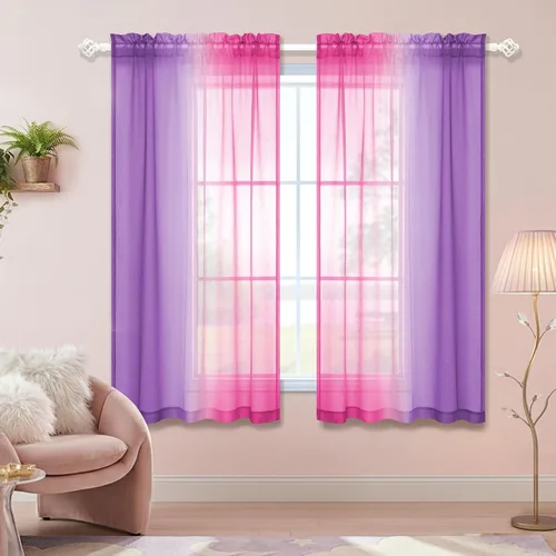 Vista 16 de KOUFALL - Cortinas cortas transparentes de 45 pulgadas de largo para decoración de baño, juego de 2 paneles con bolsillo para barra, cortinas