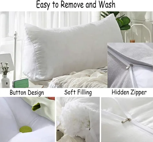 Vista 4 de Cojín de respaldo triangular para cabecero, almohada de lectura doble grande para sofá cama, cojín lumbar de cuña con funda extraíble
