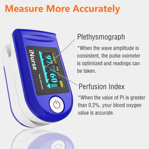 Vista 4 de Oxímetro de pulso de la yema del dedo con pletismógrafo e índice de perfusión, monitor portátil de saturación de oxígeno en sangre para frecuencia