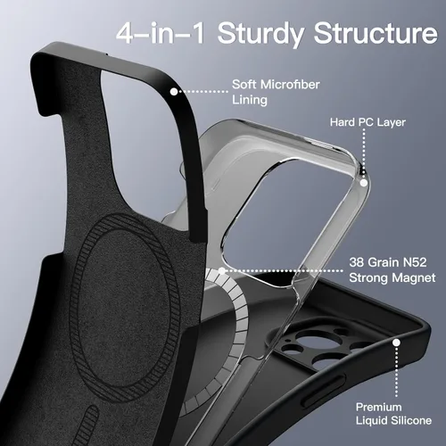 Vista 4 de JETech Funda magnética de silicona para iPhone 13 Pro de 6.1 pulgadas, compatible con MagSafe, cubierta de teléfono con protección completa