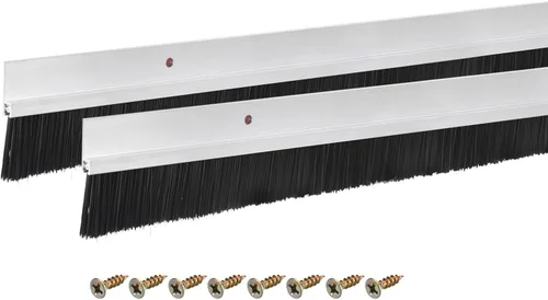 Vista 26 de uxcell 2 piezas barredor de cepillo inferior para puerta forma H base de aleación de aluminio con cepillo de nailon de 0.4 pulgadas para hogar