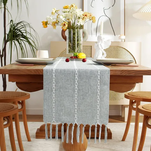 Vista 16 de Chassic - Caminos de mesa estilo granja, rústicos boho de 72 pulgadas de largo para comedor, decoración de mesa para fiestas, vacaciones y bodas, 14
