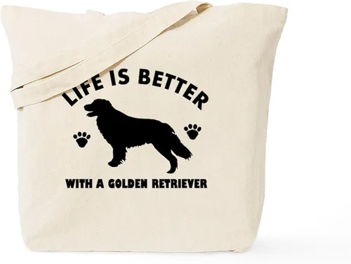 Vista 16 de CafePress Bolsa de compras de lona beige natural reutilizable con diseño de raza Golden Retriever