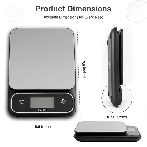 Vista 4 de Lauff Báscula digital de alimentos, báscula de pesa, báscula de cocina, básculas de alimentos en gramos y onzas con escala de cocina precisa de 0.01