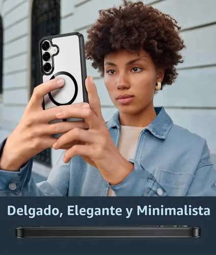 Vista 7 de FNTCASE - Funda transparente para Samsung Galaxy S25-FE compatible con Magsafe claro negro