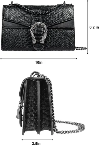 Vista 8 de HELFNE Bolsos de noche y embragues para mujer, bolsos cruzados de moda con cadena, bolsos de mano, lindos bolsos veganos y bolso de hombro