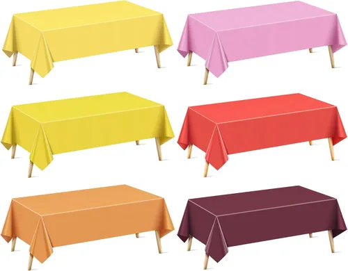 Vista 41 de Mantel rectangular de la serie azul y verde, 4 piezas, 54 x 72 pulgadas, color sólido, impermeable y a prueba de derrames, mantel de plástico