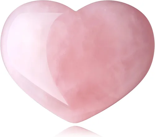 Vista 18 de QINJIEJIE Juego de 10 piedras curativas de corazón, cuarzo rosa, amatista, piedra de amor pulida, palma, piedras preciosas naturales, al por mayor