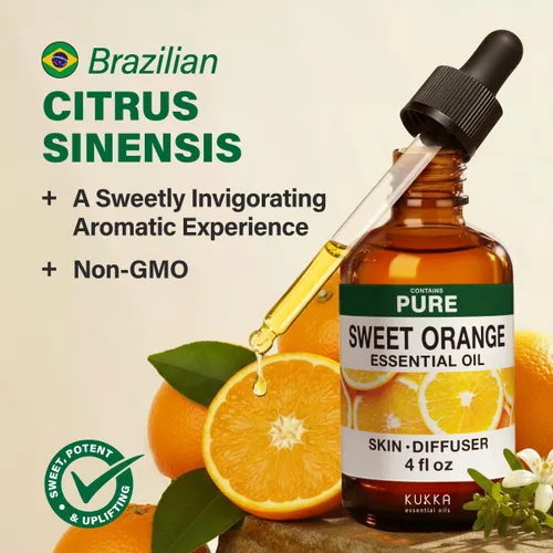 Vista 5 de Kukka - Aceite esencial de orégano para piel y naranja para juego de difusor, juego de aceites esenciales 100% naturales de grado aromaterapia, 2 x