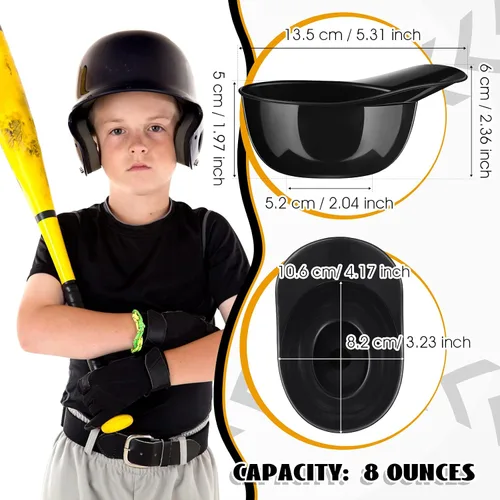 Vista 2 de Baderke Cuencos para gorra de béisbol de postre de helado, tazón de 8 onzas, mini tazones para casco, vasos de plástico para suministros de fiesta