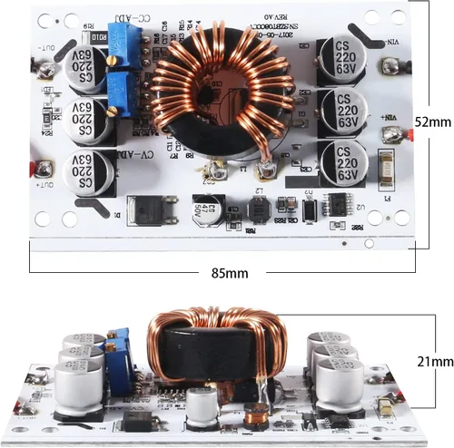 Vista 4 de Aobao 3pcs 600W Convertidor de impulso de corriente constante DC-DC 10V-60V a 12-60V 10A Módulo de fuente de alimentación ajustable aumentador
