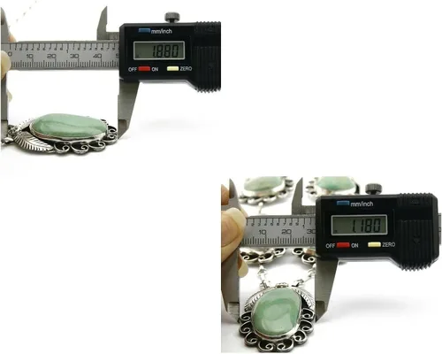 Vista 7 de Collar Navajo para mujer .925 plata verde turquesa firmado JR, turquesa