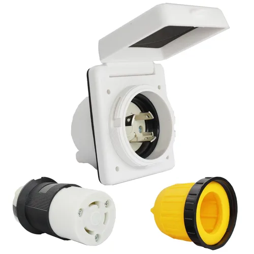 Vista 11 de Kit de enchufe de entrada de alimentación X-Haibei para autocaravana de 30 amperios, enchufe NEMA L5-30R negro de 125V, conector hembra de bloqueo