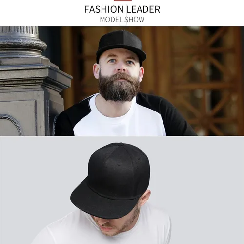 Vista 4 de Negi Snapback Hats for Men Black hat Flat Bill Men Blank Hats Trucker Cool lids Flat