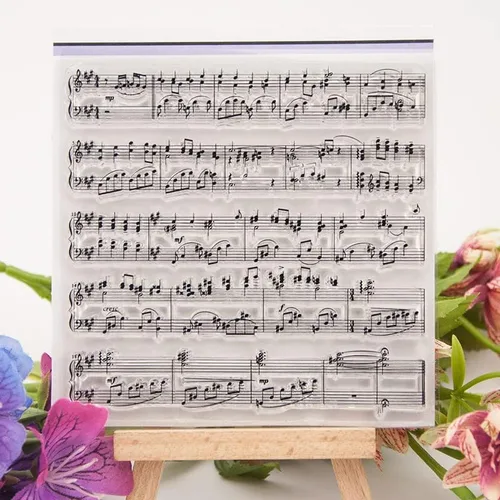 Vista 5 de NZJ Vintage Inglés Palabras Sentimiento Fondo Música Notas Borrar Sellos Tarjetas para Grabado Carpeta Plantillas Artesanías Álbum de Tarjetas