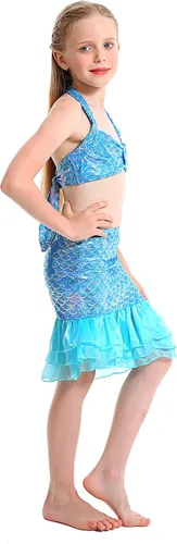 Vista 5 de DNFUN Traje de baño de sirena para niñas, traje de baño de sirena