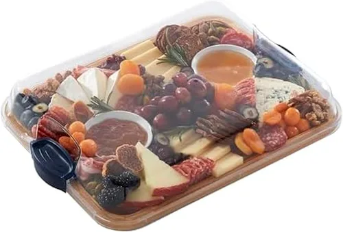 Vista 13 de FAREBERWARE Build-A-Board Tabla de cortar de bambú con compartimento de almacenamiento único, tapa de bloqueo transparente, asas negras, perfecta