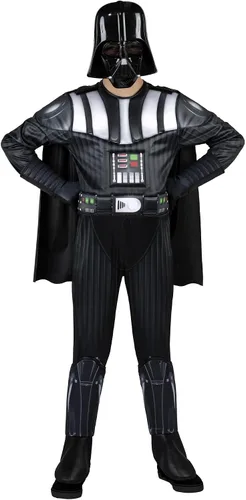 Vista 4 de Star Wars Darth Vader - Disfraz oficial de lujo juvenil Mono acolchado con guantes, capa desmontable y máscara de plástico