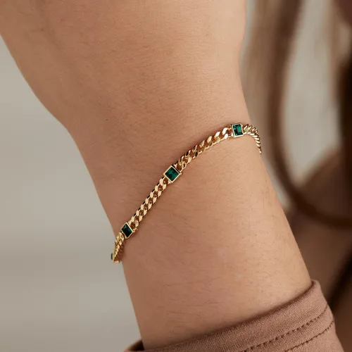 Vista 2 de Alex and Ani September Birthstone Sapphire Curb Chain Bracelet Dorado