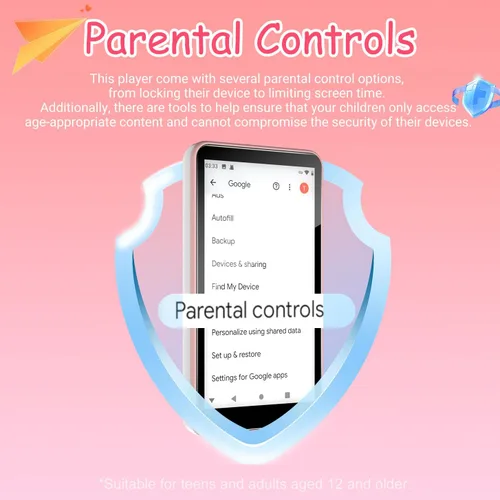 Vista 2 de Reproductor de MP3 con Bluetooth y WiFi, Android 9.0 de 144 GB, pantalla táctil de 4 pulgadas, reproductor MP3 y MP4 dgtenk Kids para Spotify