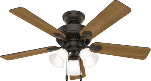Vista 11 de Hunter Swanson 50885 - Ventilador de techo interior de 44 pulgadas con luces LED, ventilador de techo blanco con cadena de tracción