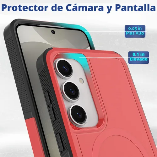 Vista 4 de Dionsibei Funda protectora diseñada para Samsung Galaxy S25 Plus, Galaxy S24 Plus, 2 en 1, grado militar, resistente, a prueba de golpes, para Rojo