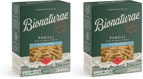 Vista 12 de Bionaturae Fusilli Pasta Fideos - Pasta orgánica sin gluten, pasta de arroz y lentejas, certificado Kosher, alta proteína, sin OMG, pasta Fusilli