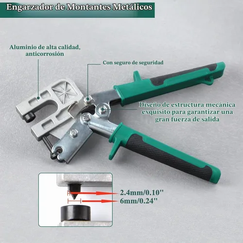 Vista 3 de Engarzadora de metal de 10 pulgadas con bloqueo de perforación, alicates para paneles de yeso, herramienta de mano para la mayoría de proyectos