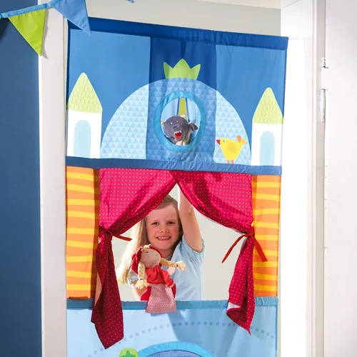 Vista 7 de HABA Teatro de Marionetas de Puerta - Ahorrador de Espacio con Varilla Ajustable: Ideal para Juego de Simulación, Marionetas de Mano, Actividades