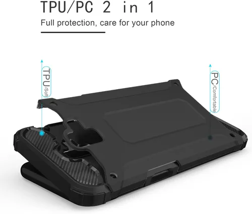 Vista 5 de Asuwish Funda protectora para Samsung Galaxy J6 Plus 2018 con protector de pantalla de vidrio templado y accesorios delgados de doble celda, Gaxaly