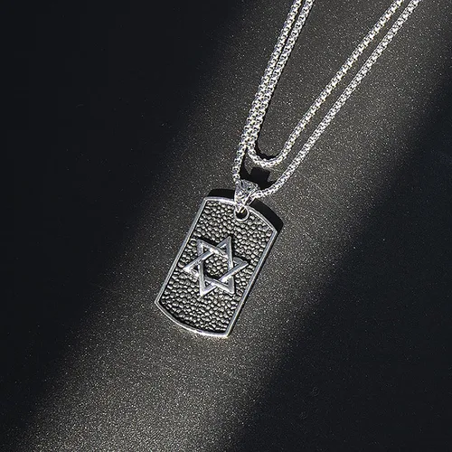 Vista 4 de DOHAOOE Hip Hop - Collar con colgante punk para hombres y mujeres cadena de acero inoxidable de plata y acero de titanio Acero de titanio Acero