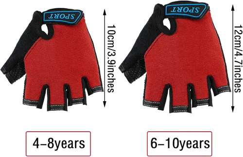 Vista 3 de 3 pares de guantes de medio dedo para niños guantes de deporte antideslizantes guantes de gel para niños ciclismo ciclismo