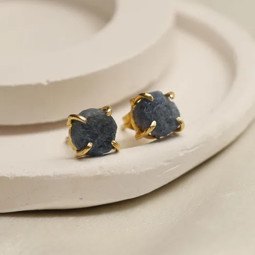 Vista 44 de Gempires Natural Raw Prong Setting Stud Earrings, 8-10 mm Crystals Earring, Handmade Jewelry, Gift for Her