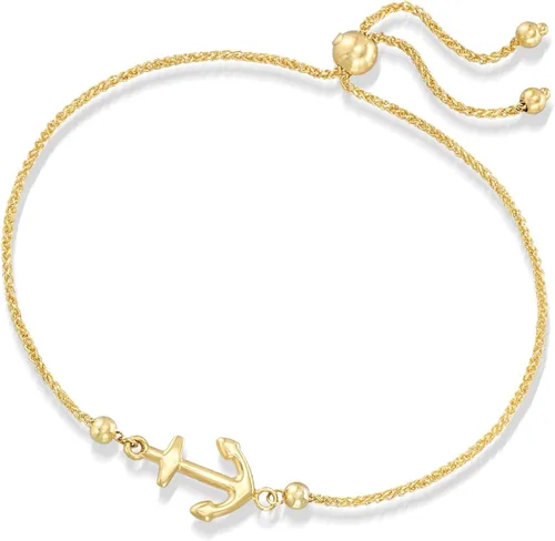 Vista 3 de Ross-Simons Pulsera Bolo con ancla náutica de oro amarillo de 14 quilates, Oro, Sin gemas.