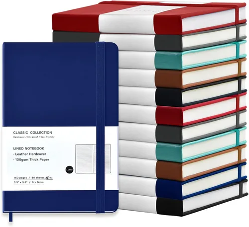 Vista 8 de Paquete de 6 cuadernos de bolsillo, cuadernos pequeños, mini bloc de notas con rayas universitarias, de tapa dura de cuero, para oficina, hogar