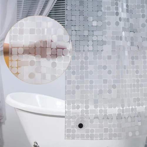 Vista 6 de WELTRXE - Cortina de ducha EVA impermeable, transparente de 8G, cortina de ducha de plástico resistente con imanes para cabina de ducha en el baño