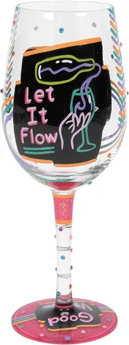Vista 2 de Enesco Designs by Lolita Happy Hour - Copa de vino artesanal pintada a mano, 15 onzas, multicolor