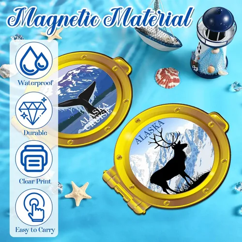 Vista 6 de Kanayu 2 imanes magnéticos grandes para puerta de crucero de Alaska, divertidos imanes para refrigerador, accesorios de barco, camarote y cabina