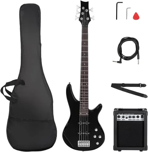 Vista 12 de Ktaxon Guitarra Bajo Eléctrica de 4 Cuerdas con Amplificador de 20 W, Pastilla Tipo PJ, Mástil de Arce Secado Naturalmente al Aire, Diapasón