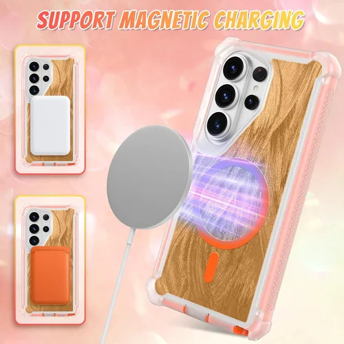 Vista 168 de Bonoma - Funda compatible con Samsung Galaxy S21 Plus, diseño de corazón con purpurina, color rosa Support for MagSafe, Plating Magnetic Case TPU