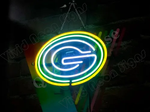 Vista 3 de Queen Sense 14"x10" Green Bay Neon Sign Light Man Cave Bar Pub Cerveza Decoración Lámpara de neón A114GBPL
